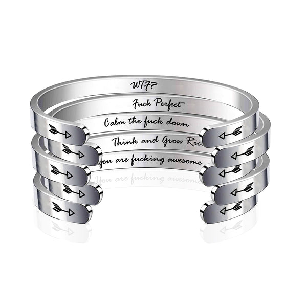 WAVELANE American Style Trendy Silver Bangle Adjustable Cuff Bracelet Live Life Heal