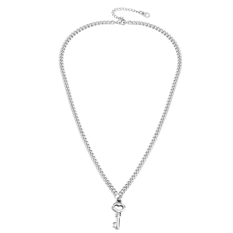 WAVELANE 925 sterling silver key heart lock pendant necklace simple fashion necklace