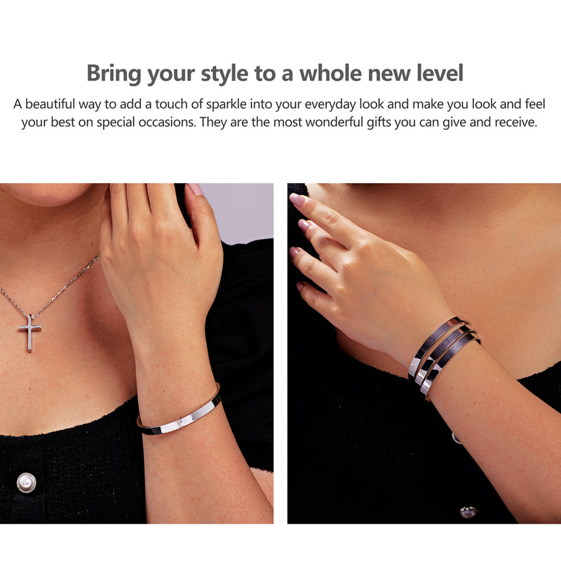 WAVELANE American Style Trendy Silver Bangle Adjustable Cuff Bracelet Live Life Heal