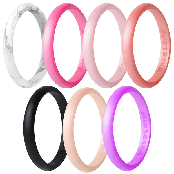 WAVELANE Multi-Color Silicone Ring Wedding Band Silicone Sports Rings for Women
