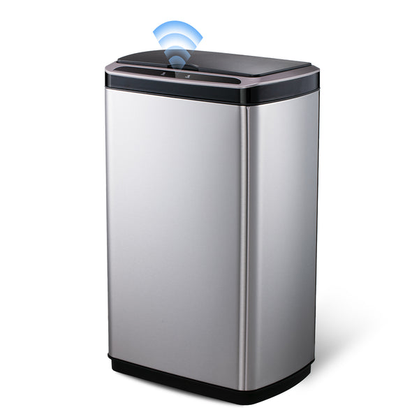 SANIWISE Automatic Sensor Trash Can with Lid 50 Liter/13 Gallon Stainless Steel for Kitchen